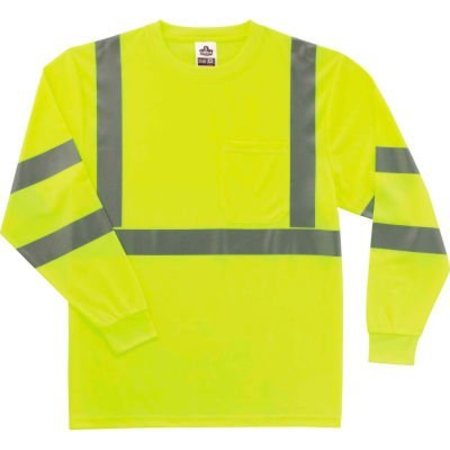 ERGODYNE GloWear 8391 Class 3 Long Sleeve T-Shirt, Lime, S 21702